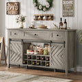 IDEALHOUSE 59'' Farmhouse Buffet Cabinet with Sliding Barn Door, 33.4'' Tall Wood Rustic Sideboard with 3 Drawer, Adjustable Shelf and Removable Wine Rack for Dining Room, Kitchen, Vintage