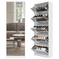 Organizedlife Shoe Storage Cabinet with Full Length Mirror, 30 Pairs & 5 Flip Drawer, Free Standing Shoe Rack Cabinet, Narrow Shoes Organizer for Front Door, Entryway