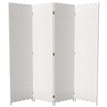 Red Lantern 6 ft. Tall Woven Fiber Outdoor All Weather Room Divider - 4 Panel - White