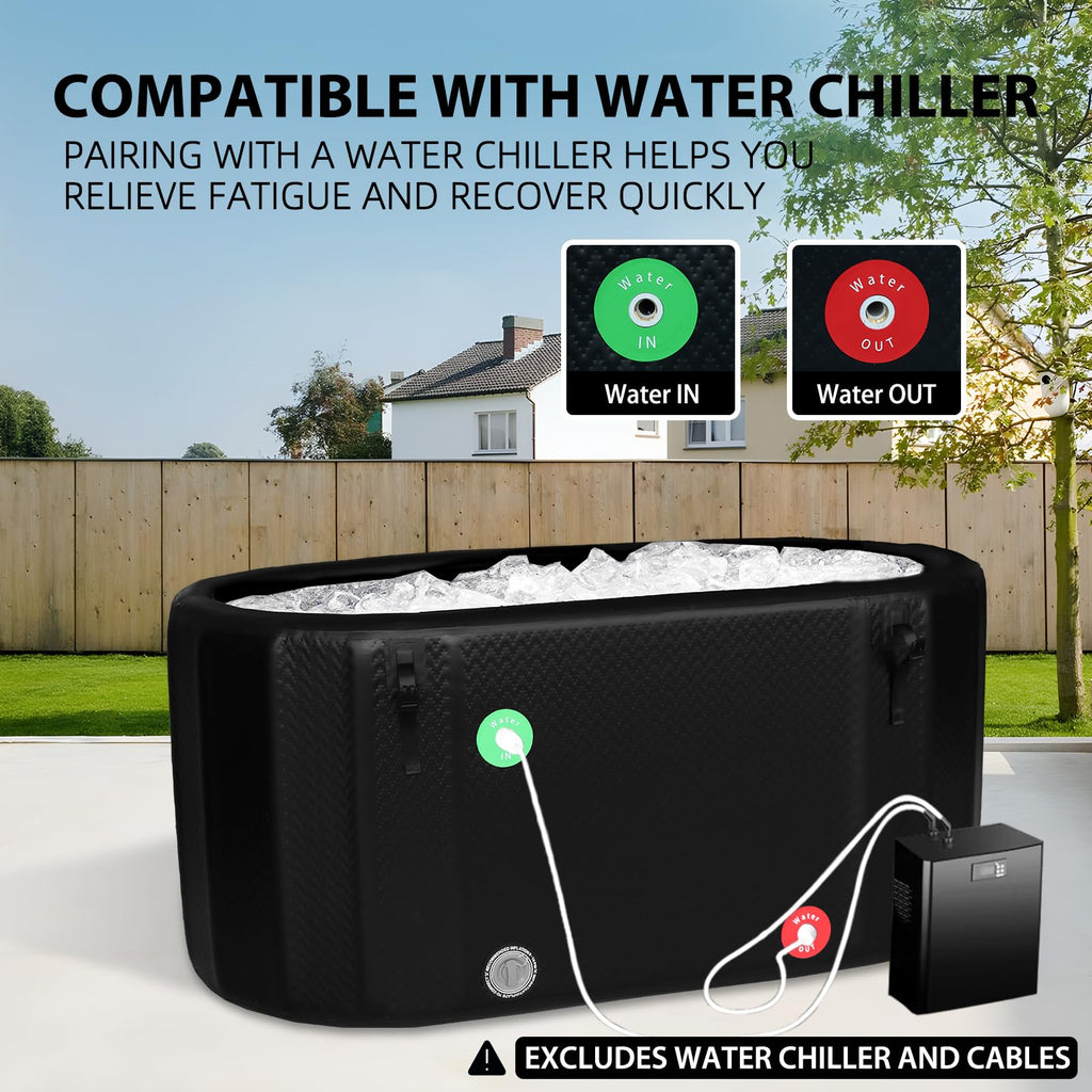 TIGERXBANG Ice Bath Tub,Inflatable Cold Plunge Tub, Water Chiller Compatible, 237.8Gallon Portable Ice Plunge Tub for Athletes, Adult Ice Bath Enthusiasts (Classic Black-Pro)