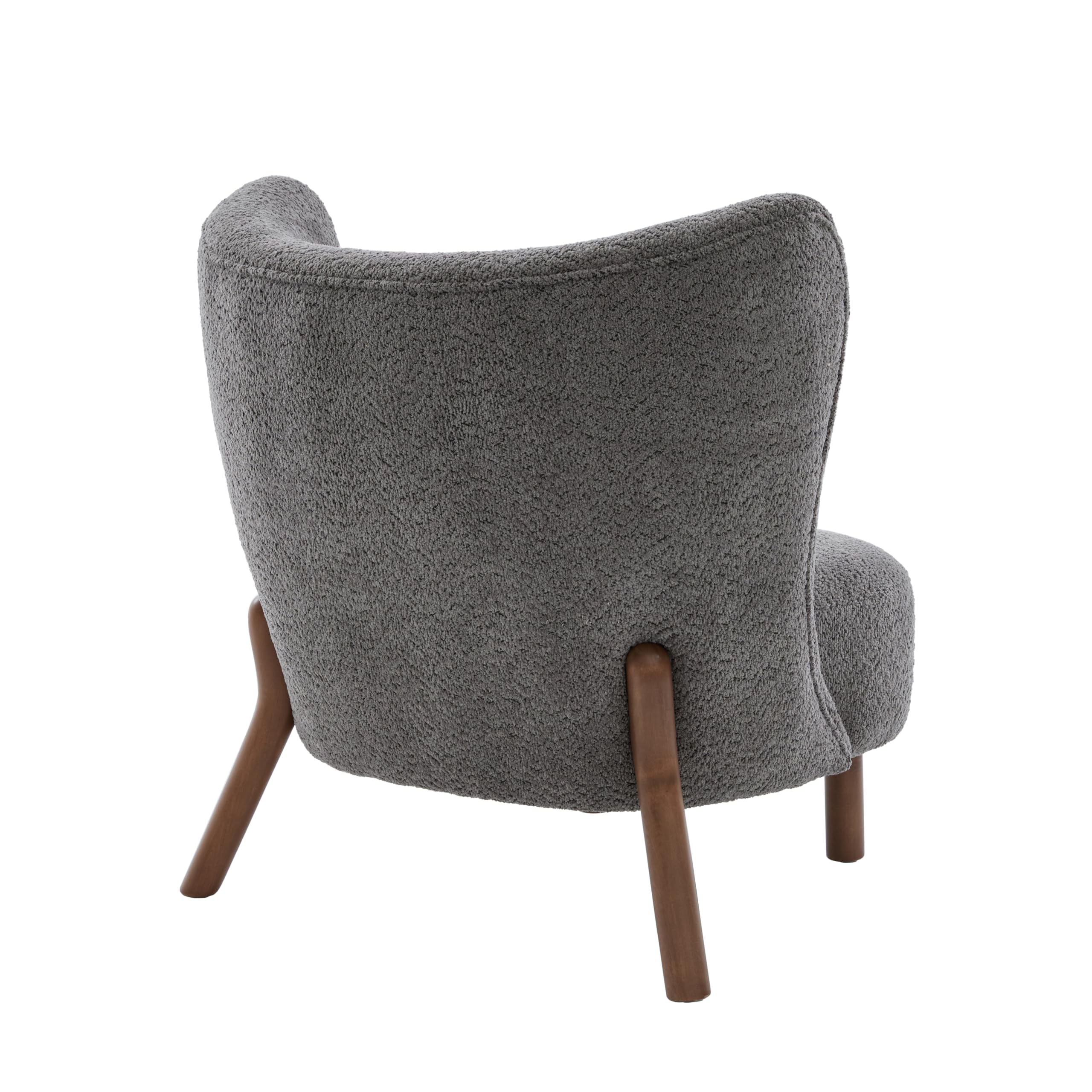 Christopher Knight Home Aurora Boucle Upholstered Wingback Accent Chair, Solid Wood Living Room Slipper Chair, Bedroom Comfy Reading Chair, Dark Grey
