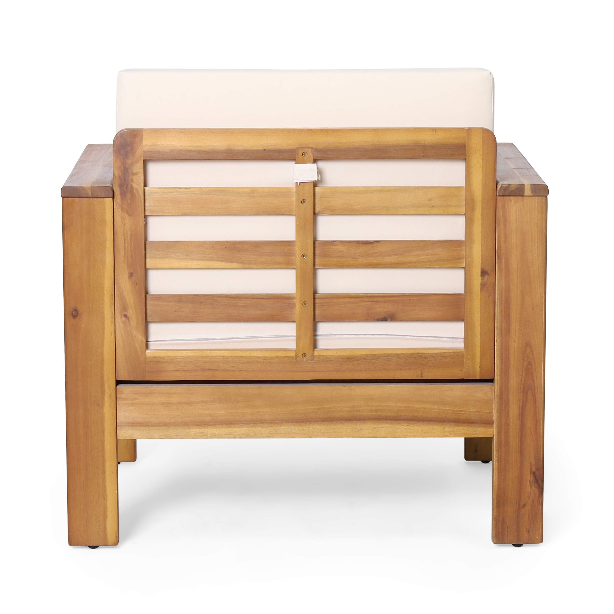 Christopher Knight Home Louver Club Chairs, Teak + Cream