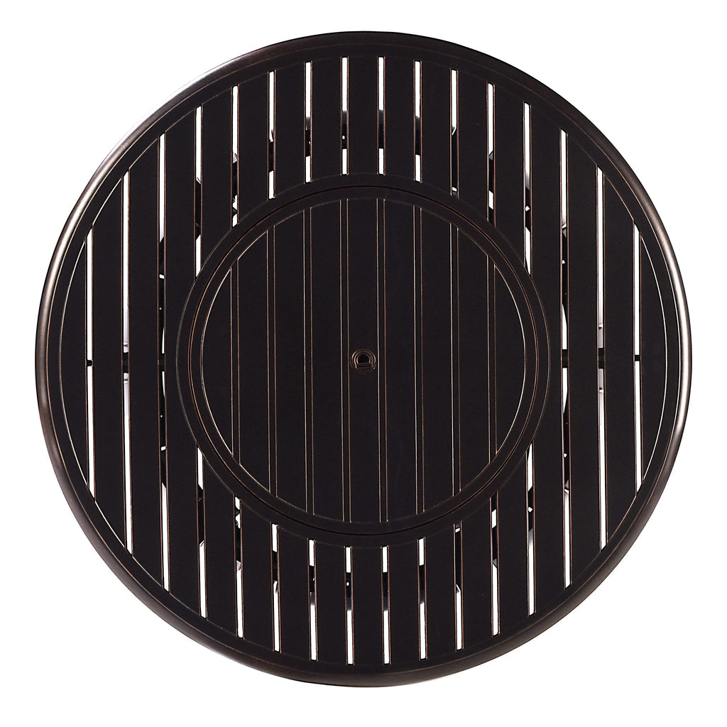 Oakland Living Aluminum 57,0000 BTU 44 in. Round Propane Black Fire Pit Table with Fire Beads, Lid, Propane Tank Cover and Table Fabric Covers in Copper Finish