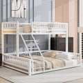 Bellemave Metal Twin XL Over Queen bunk Bed, Floor Twin XL Over Queen Bunk Bed Frame with Ladder and Safety Guardrails, White