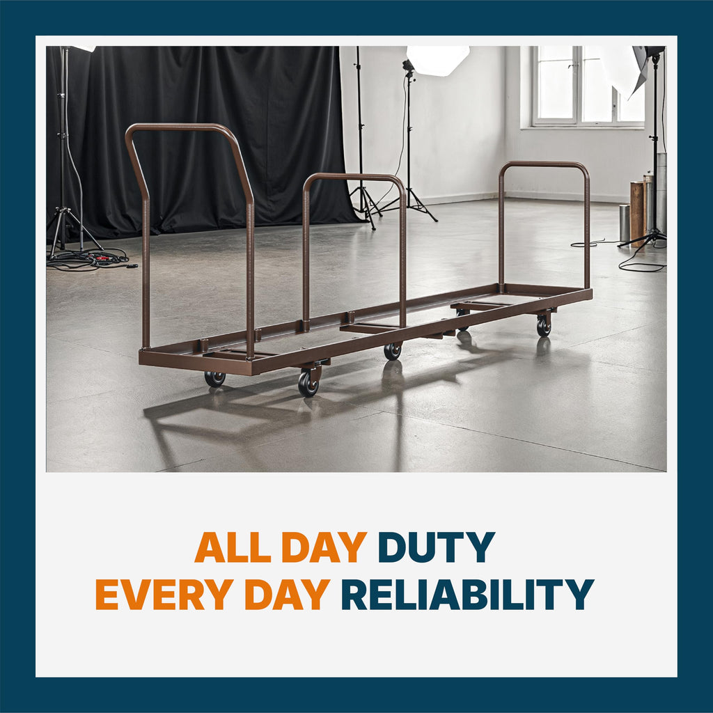 OEF Furnishings OEFDY-50 Folding Chair Dolly – Heavy-Duty Steel Cart (50-Chair Capacity, Vertical Stacking, Fits Most Standard Folding Chairs)