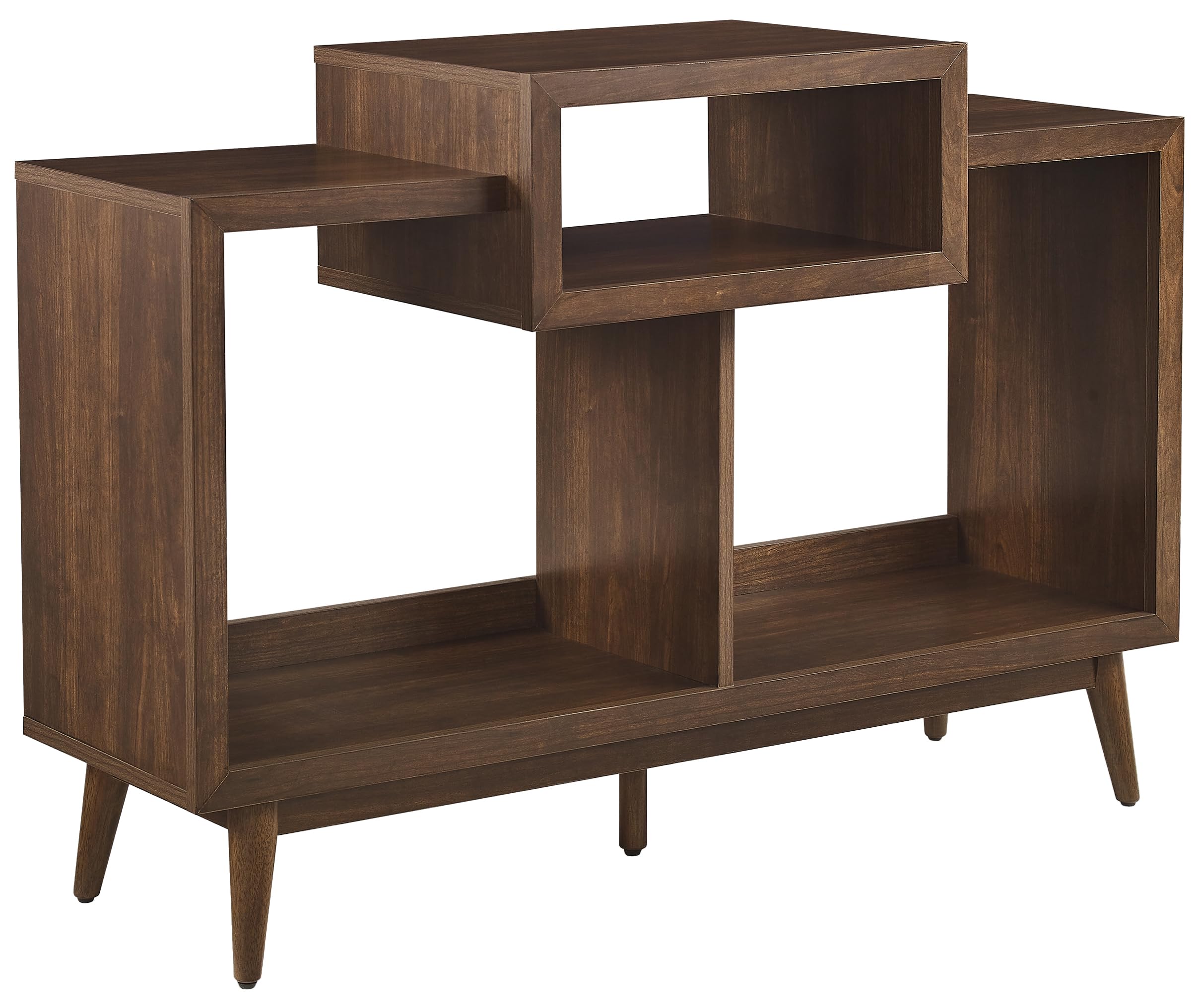 Crosley Furniture Nashville Mid Century Modern Console Record Player Stand, Stores Up to 220 Vinyl Records, Medium, Brown