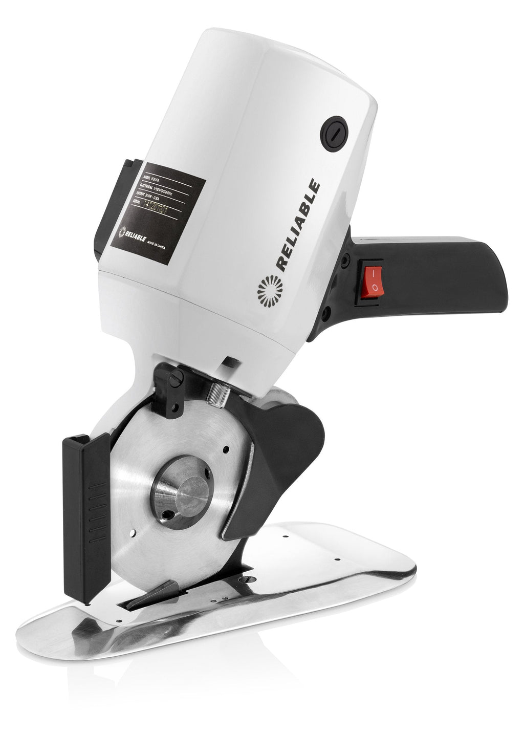 Reliable 1500FR Octagonal Knife Cloth Cutting Machine, 4-Inch High Power Light Weight Fabric Cutter, 1" cutting capacity, High-power Electric Motor, Knife Guard, Automatic Sharpener, Thin Base Plate