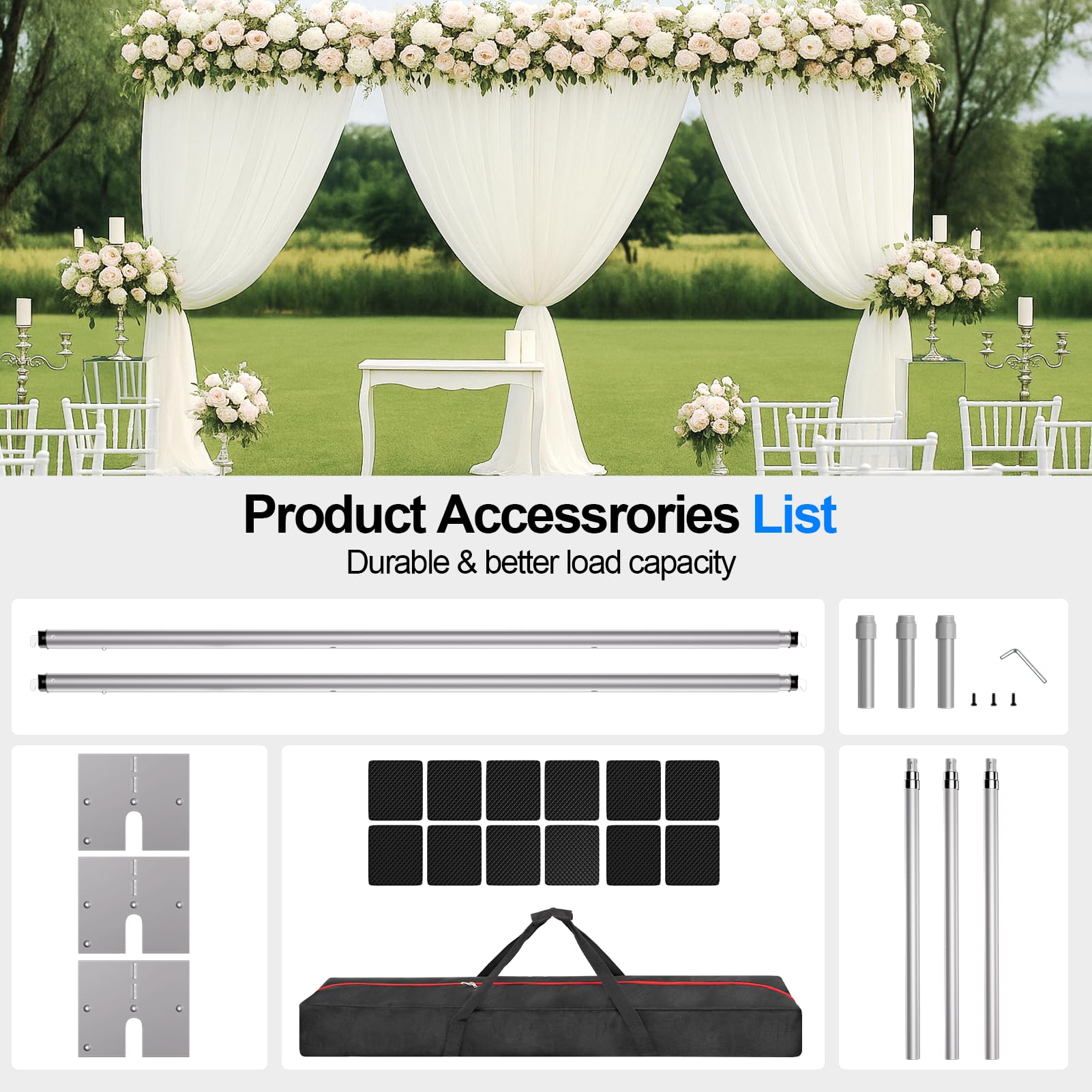 GLOSHOOTING Heavy Duty Backdrop Stand 8.9x20ft, Pipe and Drape Backdrop Stand Kit, Adjustable Metal Frame, Background Stand Backdrop for Wedding Photography Birthday Party Decorations