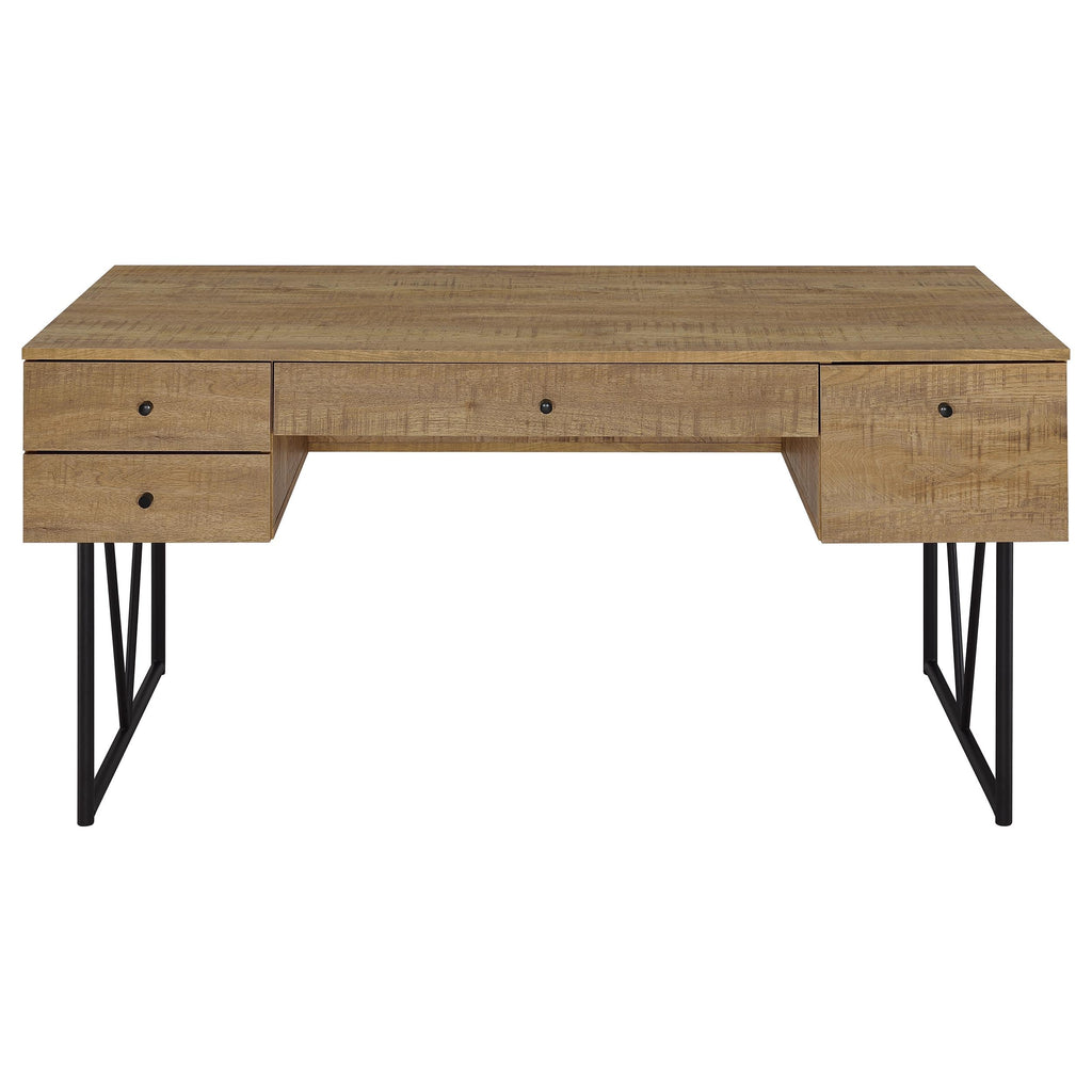 Coaster Home Furnishings - Analiese - Wood - 4-Drawer Writing Desk with Metal Legs, and V-Bracing Profile - Home Office - 63-Inch - Mango - 801851