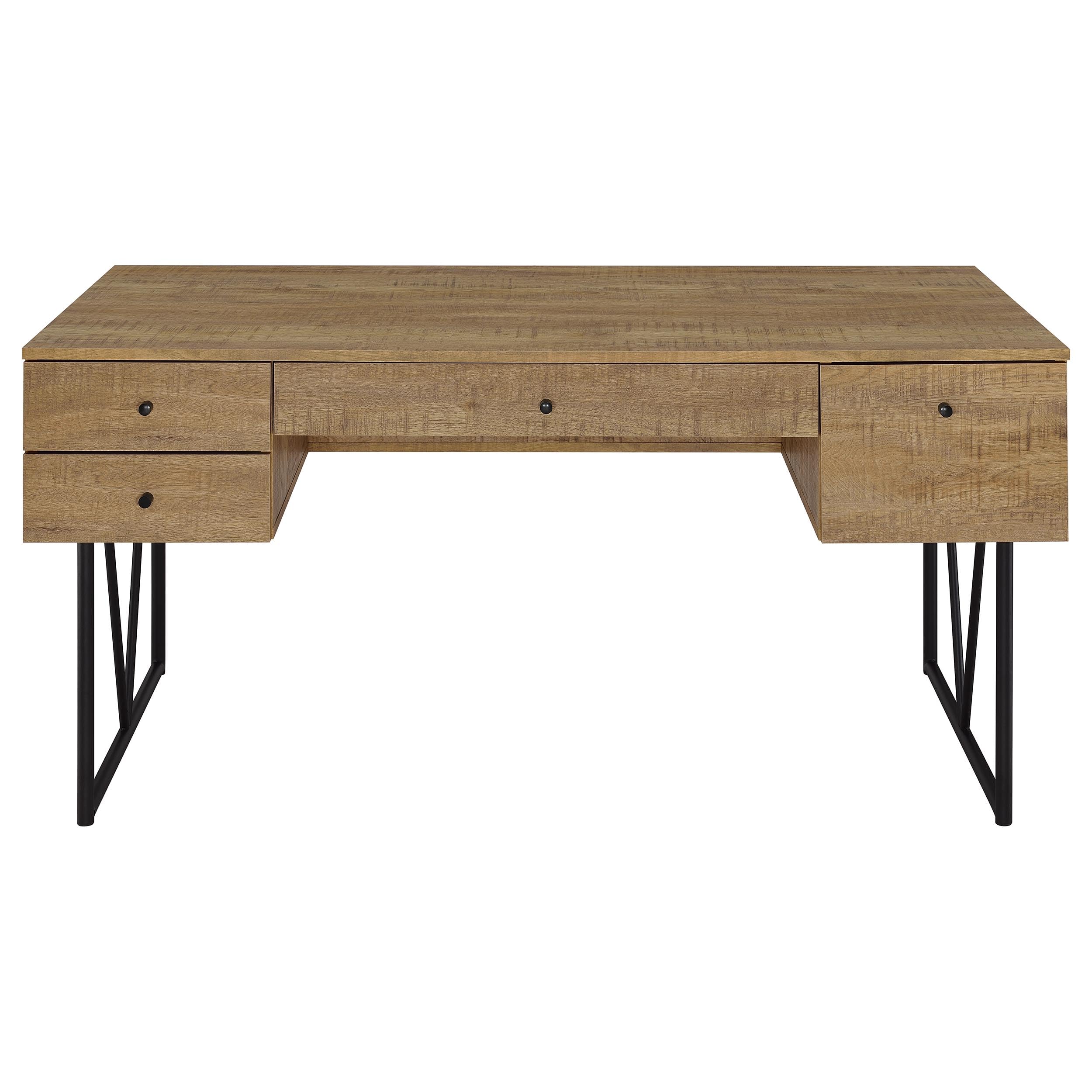 Coaster Home Furnishings - Analiese - Wood - 4-Drawer Writing Desk with Metal Legs, and V-Bracing Profile - Home Office - 63-Inch - Mango - 801851