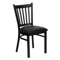 Flash Furniture 4 Pack HERCULES Series Black Vertical Back Metal Restaurant Chair - Black Vinyl Seat