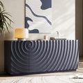 GDFStudio 59" Modern Buffet Sideboard Cabinet, Artistic 3D Texture Storage Cabinet with 4 Doors, Freestanding Credenza Buffet for Living Room Dining Room Kitchen Large Countertop Coffee Bar, Navy Blue