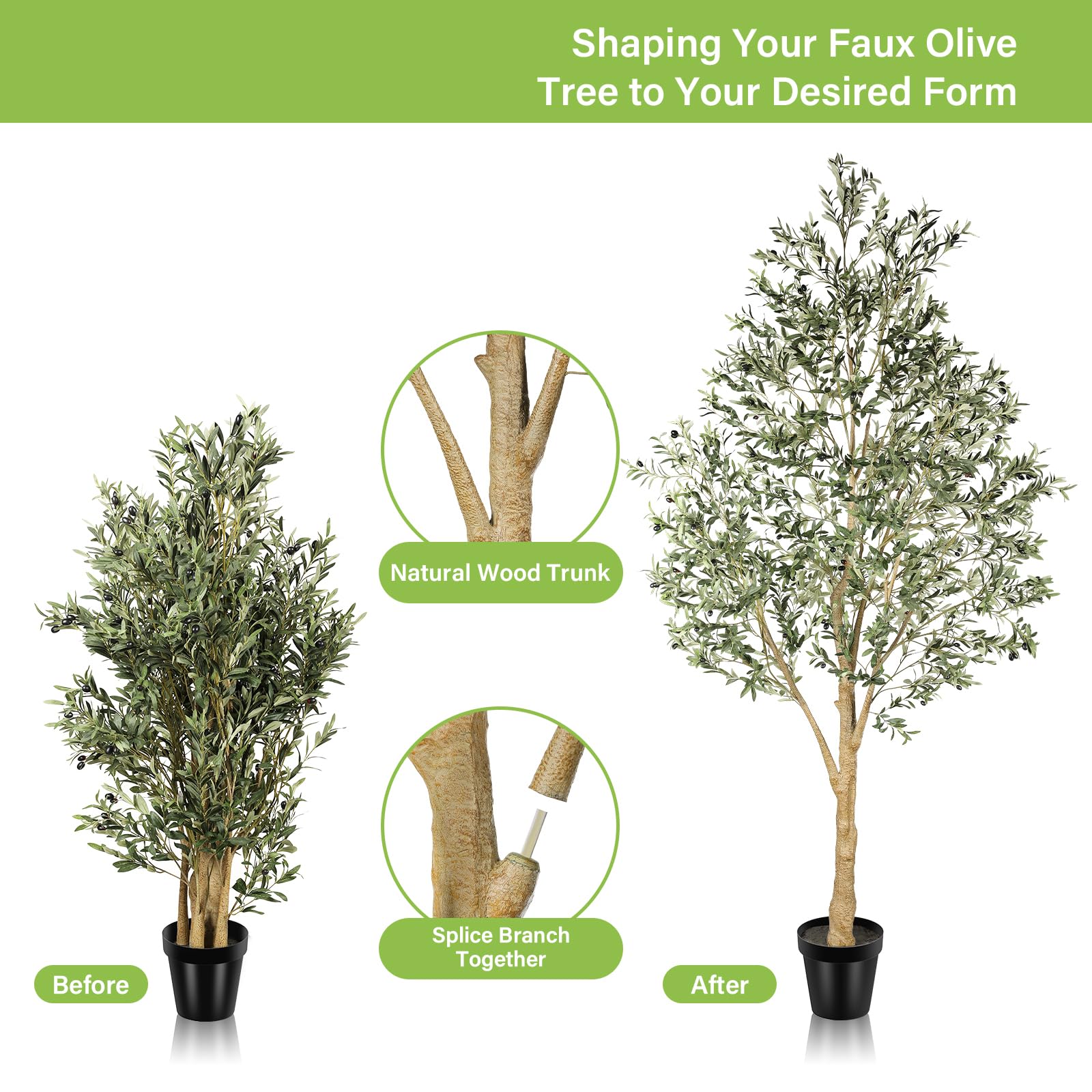 Realead Artificial Olive Tree 10 Feet, Large Fake Olive Tree with Natural Wood Trunk and Lifelike Fruits, Tall Faux Olive Tree 10ft for Home Office Decor