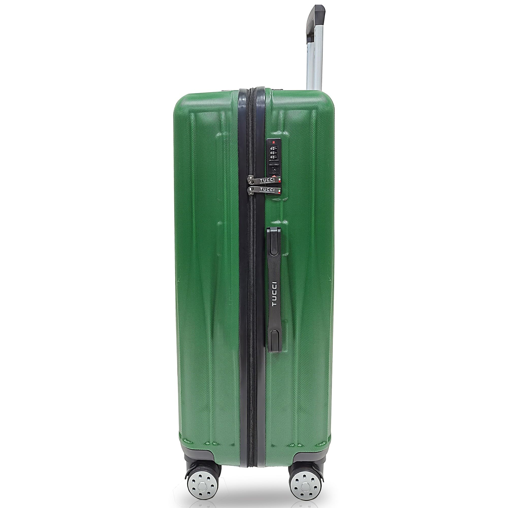 Tucci Italy Baratro Hardside Spinner Luggage Set of 3, 20/24/28", Durable & Lightweight, Army Green