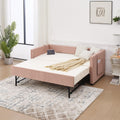 DNYN Velvet Daybed with Pop-up Trundle and USB Ports for Bedroom/Guest/Living Room, Space-Saving Twin Size Bed Frame with Side Pockets and V-Grained Backrest Design, No Box Spring Needed