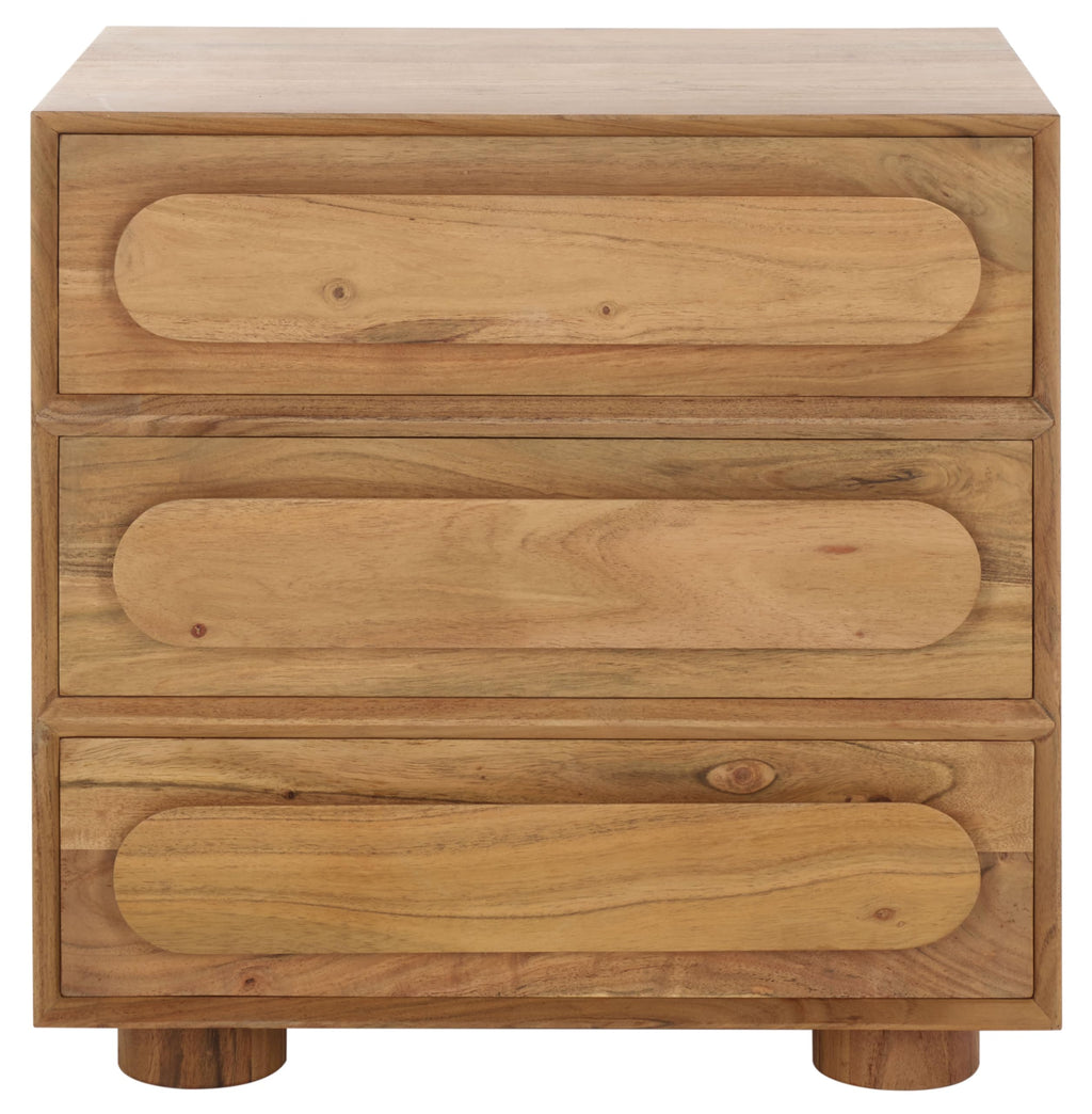 SAFAVIEH Couture Collection Lesliette Natural Brown 3-Drawer Solid Wood Nightstand (Fully Assembled)