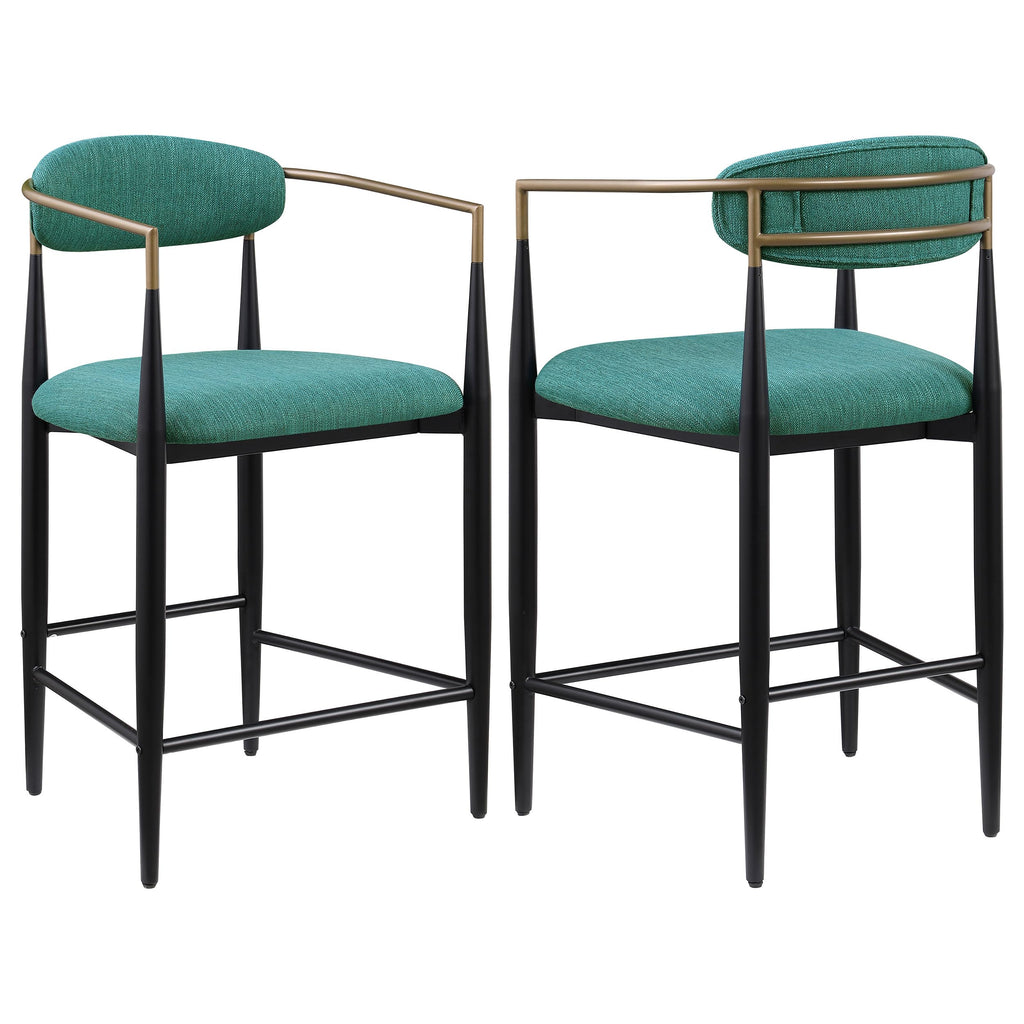 Coaster Home Furnishings - Tina - Fabric Upholstered Counter Height Chairs - Open Back, Padded Seat and Back, Footrest - Dining Room & Kitchen - Set of 2 - Green - 121185