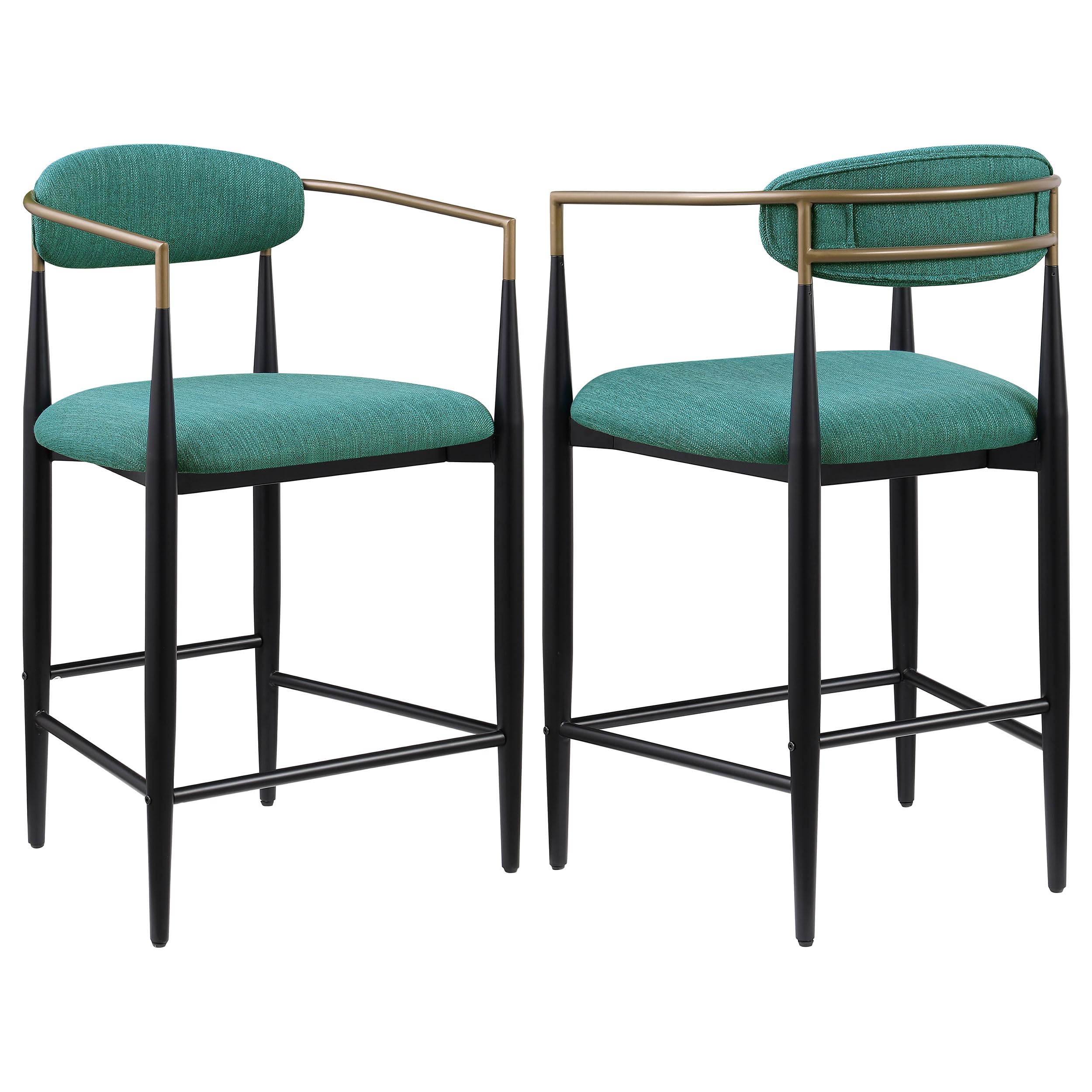 Coaster Home Furnishings - Tina - Fabric Upholstered Counter Height Chairs - Open Back, Padded Seat and Back, Footrest - Dining Room & Kitchen - Set of 2 - Green - 121185