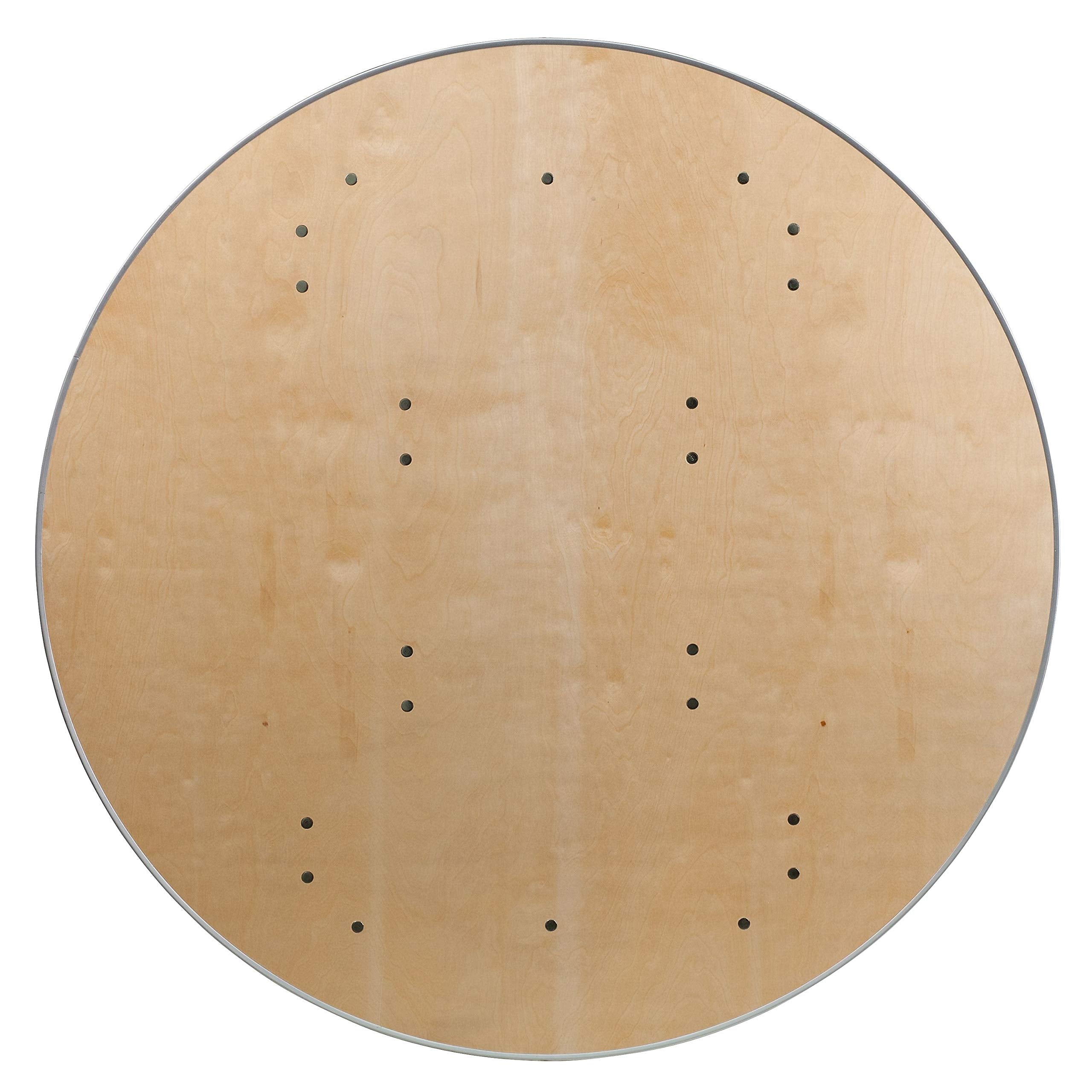 Flash Furniture Fielder 4-Foot Round HEAVY DUTY Birchwood Folding Banquet Table with METAL Edges