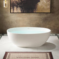 WOODBRIDGE 59" Stone Resin Freestanding Soaking Tub, Modern Oval Solid Surface Bathtub with Integrated Slotted Overflow & Drain, Matte White, B0055