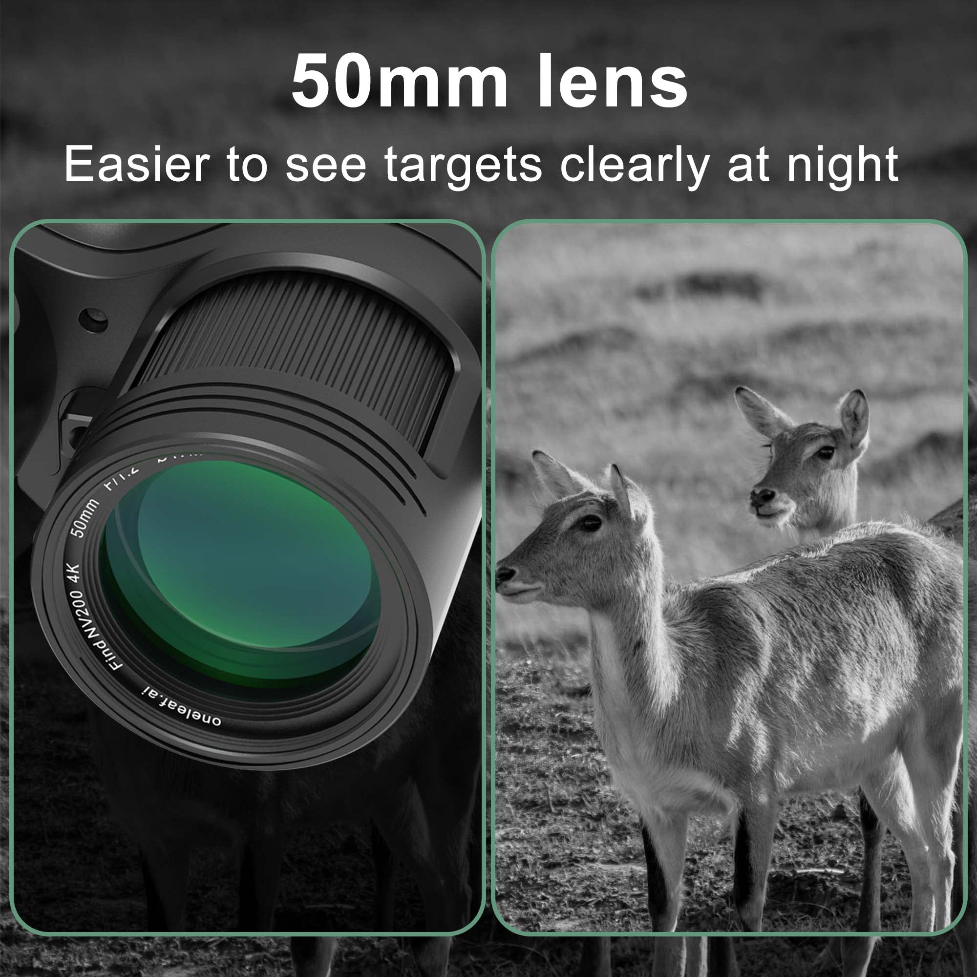 oneleaf.ai Find NV200 LRF 50mm 4K Digital Day/Night Vision Binoculars with Laser Rangefinder