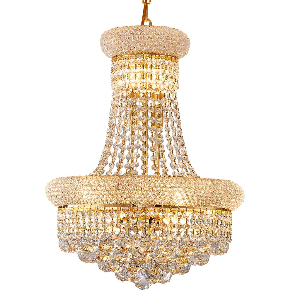 chandiry 10 Lights Gold Finish Empire Crystal Chandelier Lighting for Dining Room Living Room Foyer Hallway Bedroom Entryway (Dia 18'')