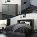 AFI Hamilton Queen Murphy Bed Chest with Mattress, Storage, and Built-in Charger in Grey