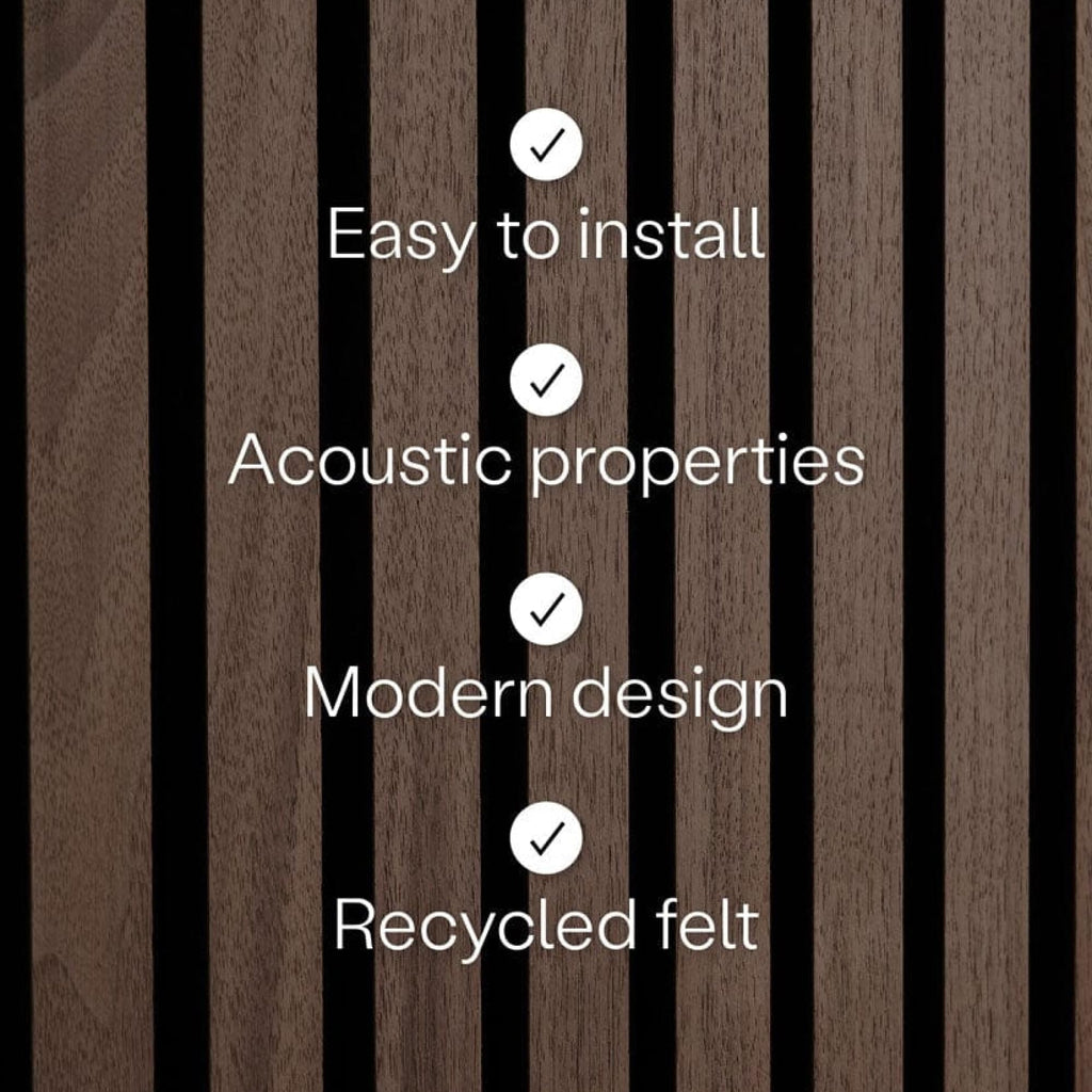WVH Luxury American Walnut Acoustic Slat Wood Wall Panels, Measures 118.11" x 25.20", Premium Finish, Interior Decor for Walls & Ceilings, Noise Cancelling & Sound Absorbing for Home & Office, 2pcs