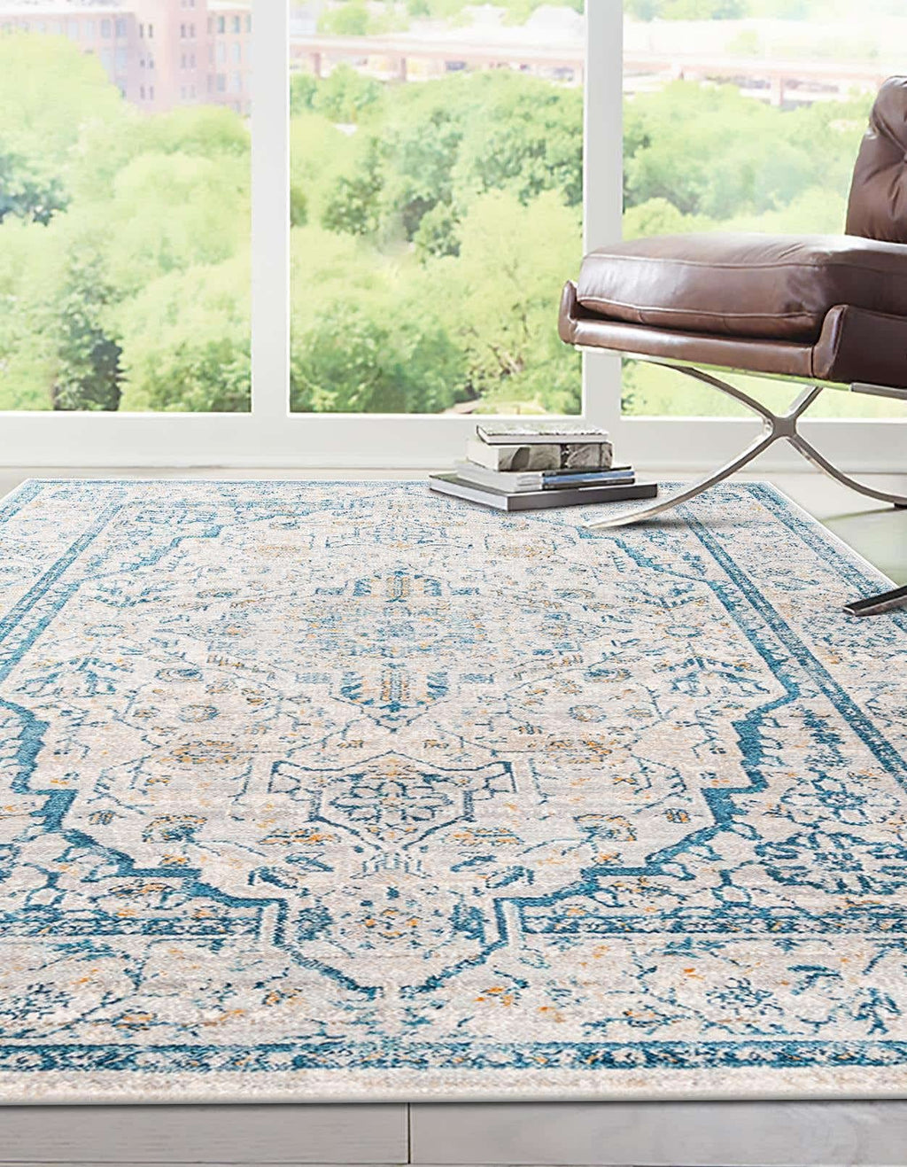 Unique Loom Lola Collection Area Rug - Traditional (10' x 12' 4" Rectangle, Light Gray/Ivory)