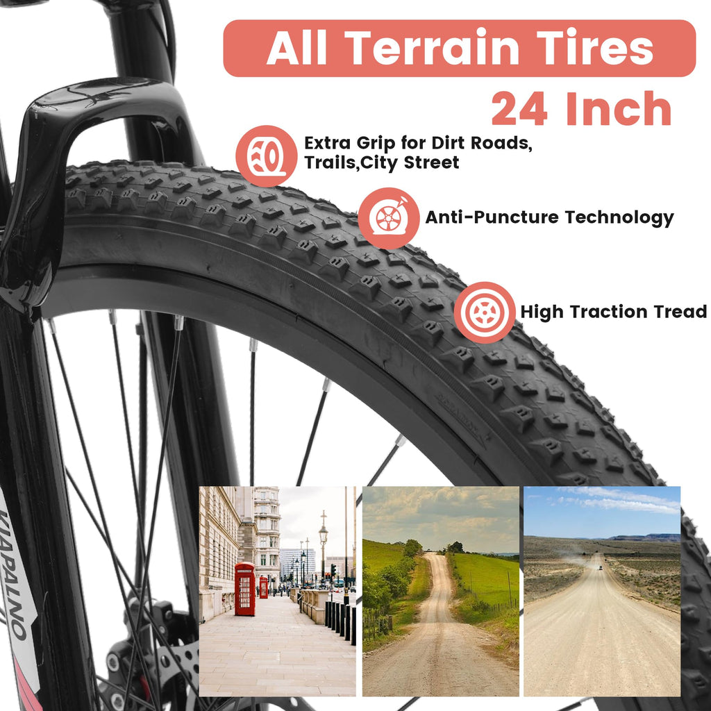 Ecarpat Women's Mountain Bike 24/26 Inch Wheels, 21-Speed Trail Commuter City Mountain Bikes, 15"/17" Carbon Steel Frame Female Bicycles Disc Brakes Front Fork