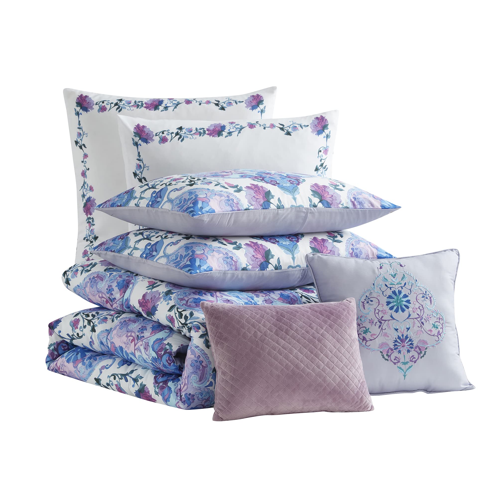 Sweet Home Collection Queen Comforter Ultra Soft Fashion Printed Bedding Sets with Shams, Decorative Throw Pillows, and Pillowcases, Queen, Juliette (Pack of 5, 35 Count Total)