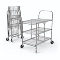 Luxor WSCC-3 Three-Shelf Collapsible Wire Utility Cart, Push Heavy Duty, 4" Thermoplastic Rubber Casters Two with Locking Brakes,Holds 300 lbs. and Folds Up for Storage, 37"W x 18.25"D x 30.5"H