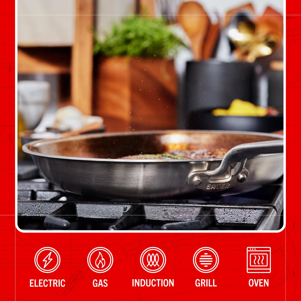 Heritage Steel Eater Series 5 Piece Essentials Set | Made in USA | 5 Ply Fully Clad Stainless Steel Cookware Set | Stay Cool Handle | Induction Ready & Non-Toxic