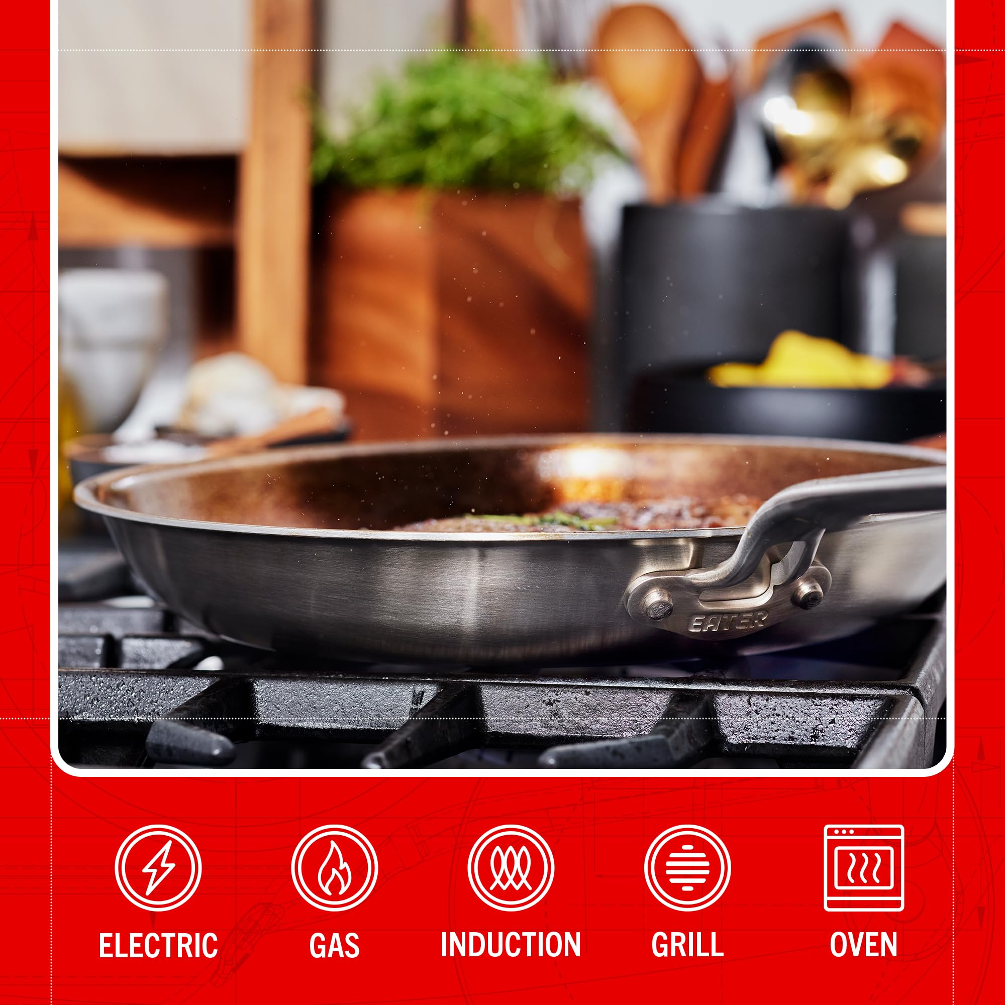 Heritage Steel Eater Series 5 Piece Essentials Set | Made in USA | 5 Ply Fully Clad Stainless Steel Cookware Set | Stay Cool Handle | Induction Ready & Non-Toxic