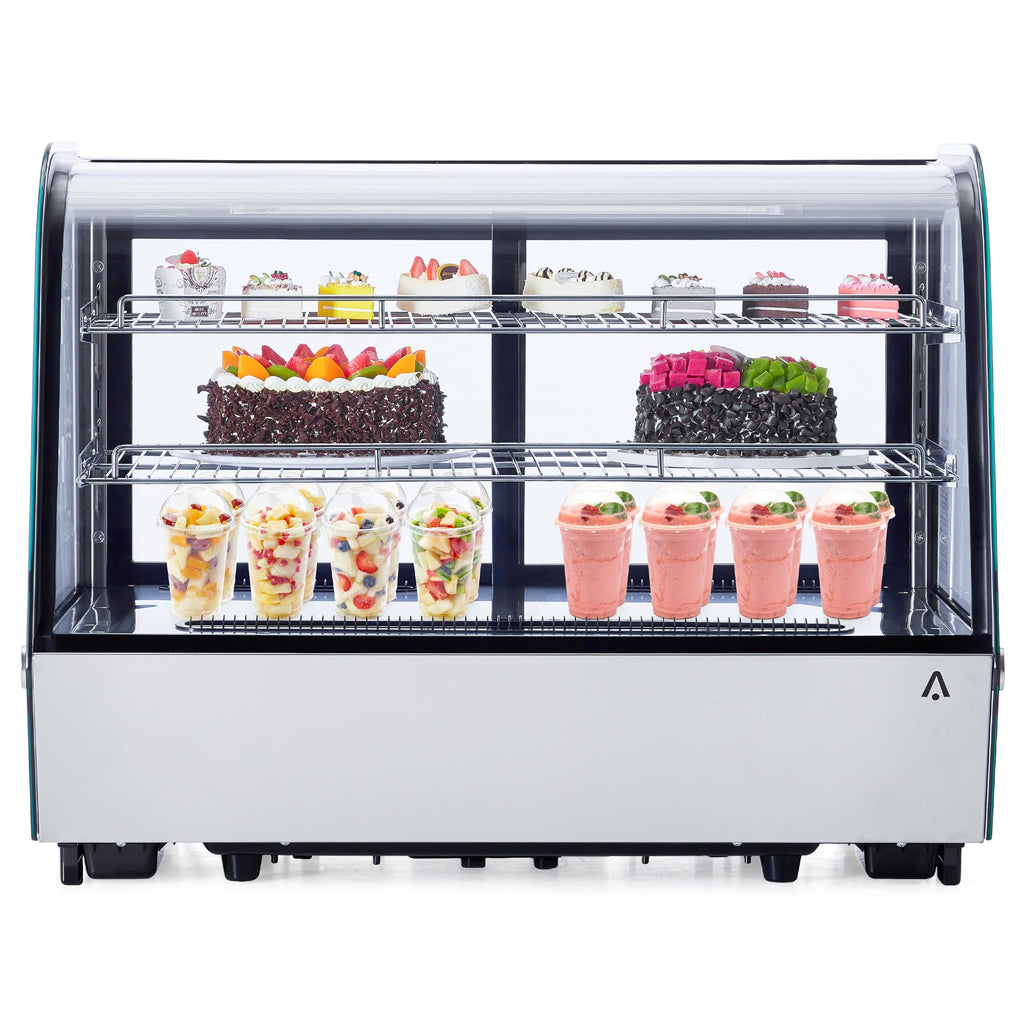 Display Refrigerator, 4.2 cu. ft. 160 Liter Commercial Cake Display Refrigerator with LED Lights, Air Cooling and Auto Defrost, Countertop Refrigerator for Bakeries, Cafes and Restaurants, Black