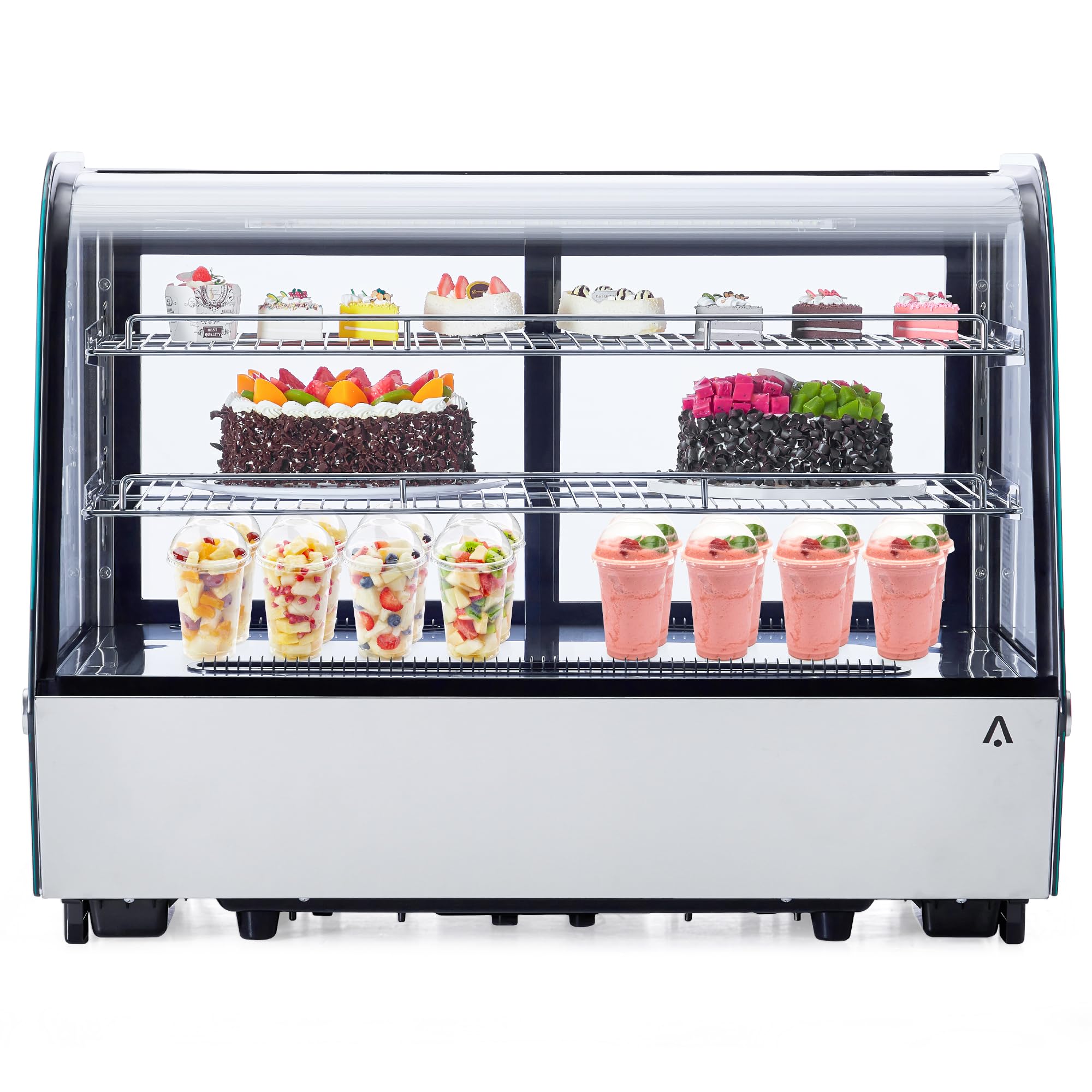 Display Refrigerator, 4.2 cu. ft. 160 Liter Commercial Cake Display Refrigerator with LED Lights, Air Cooling and Auto Defrost, Countertop Refrigerator for Bakeries, Cafes and Restaurants, Black