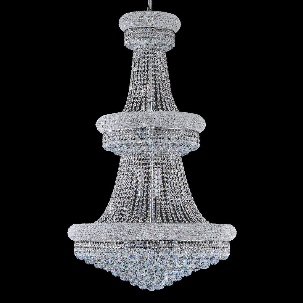 Homeooze 31 - Light Large Empire Crystal Chandelier for High Ceiling Foyer Entryway Staircase Living Room Dining Room Chrome Finish