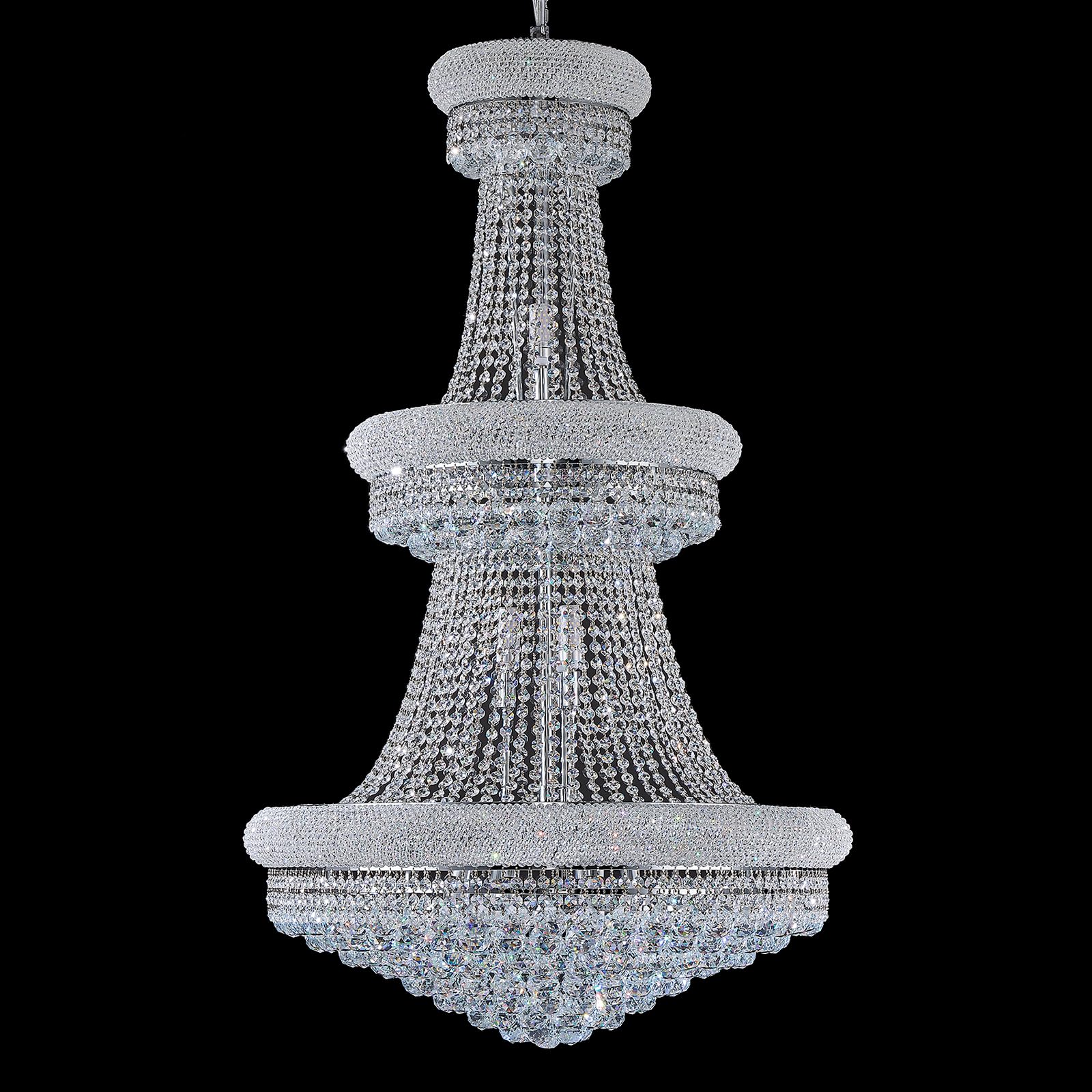 Homeooze 31 - Light Large Empire Crystal Chandelier for High Ceiling Foyer Entryway Staircase Living Room Dining Room Chrome Finish