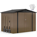 DWVO 7x5ft Metal Outdoor Storage Shed, Waterproof Tool Shed Heavy-Duty Storage Unit with Lockable Door and Vents, Ideal for Bicycles, Tools, Lawnmowers, Backyards, Patios, Lawns - Brown