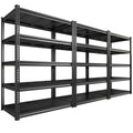 REIBII 72" H Garage Shelving Load 2500 LBS, Heavy Duty Storage Shelves, 5-Tier Adjustable Garage Shelves for Warehouse, Basement, 72" H x36 W x18 D, Black, 3 Pack