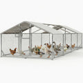 10x26FT Large Metal Chicken Coop, Dutch Door Chicken Run with Waterproof Cover and Chicken Wire, Walk in Chicken Coop for Hen House, Duck Coop and Rabbit Run