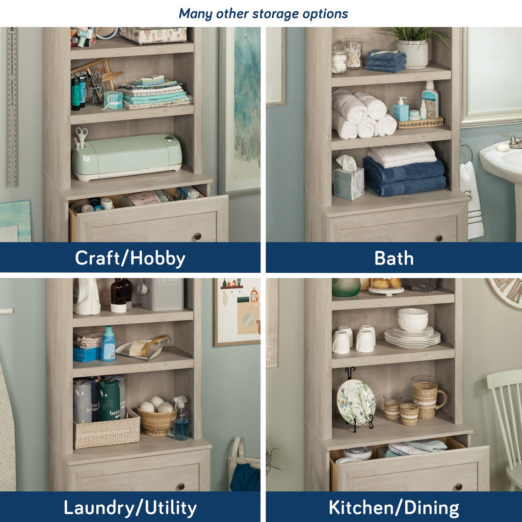 Sauder Miscellaneous Storage Library, Chalked Chestnut Finish