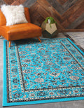 Unique Loom Sialk Hill Collection Area Rug - Washington (9' 10" x 13' 1" Rectangle, Turquoise/ Black)