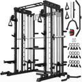 JELENS Smith Machine for Home Gym, Multi-Function M12 Power Cage, Squat Rack with Smith Bar and More Attachment (Black, M12 Smith Machine)