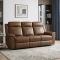 Lexicon Top Grain Leather Match Manual Reclining Sofa, Wall Hugger Reclining Sofa, Overstuffed Armrest, for Living Room/Theater Seating/Apartment, Easy Assembly, Camel