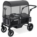ELEMARA Foldable Wagon Stroller, Stroller Wagon for 2 Kids, Premium All Terrain Wagon for Kids with Removable Canopy, Adjustable Push/Pull Handle, Harnesses, Large Storage Bag, Gray