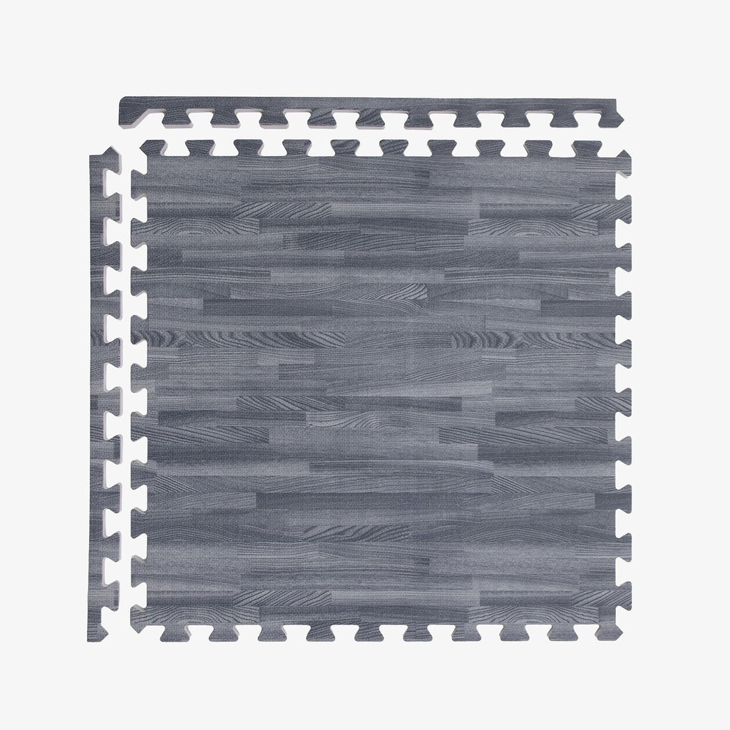 IncStores Premium Soft Wood Print Foam Flooring Tiles | Interlocking Foam Tiles for Home, Gym, Training and Yoga | 5/8" - Grey, 144 Square Feet