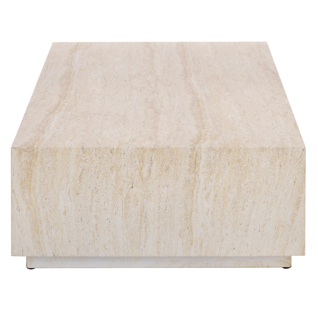 SAFAVIEH Outdoor - Tina Rectangle Coffee Table - Travertine-Effect - Fully Assembled - Weather Resistant - Ideal for Deck, Patio, Backyard, 39.4" W x 23.6" D x 10.6" H (PAT6213A)