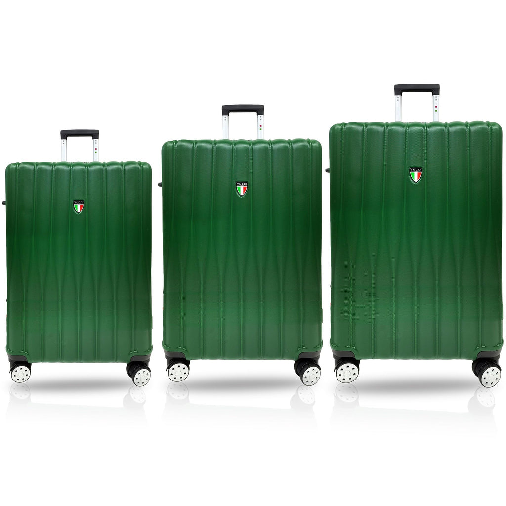 Tucci Italy Baratro Hardside Spinner Luggage Set of 3, 20/24/28", Durable & Lightweight, Army Green