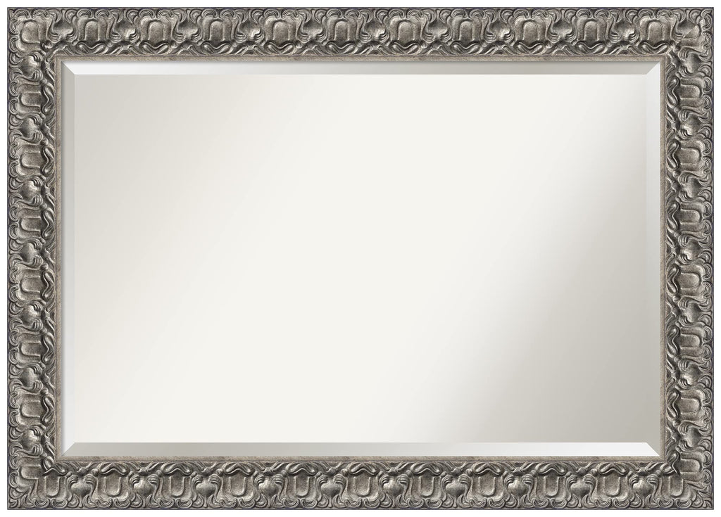 Amanti Art Silver Bathroom Mirror for Over Sink, 30x42 Silver Luxor Rectangle Vanity Mirror, Large Traditional Wood Frame, Hangs Horizonally and Vertically, Bathroom Wall Decor, Beveled Edge